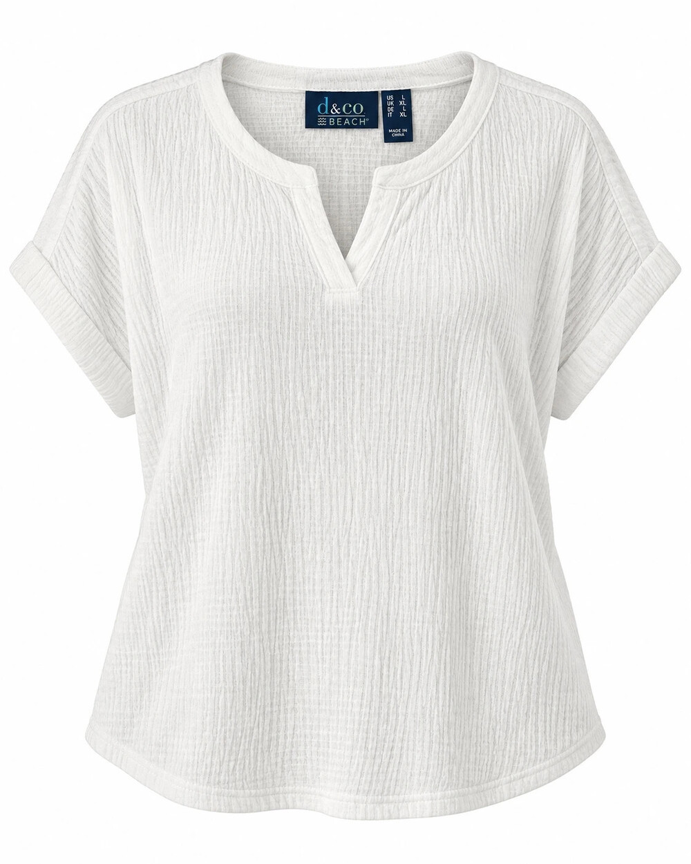 denim & co. beach knit gauze dolman sleeve top white size large